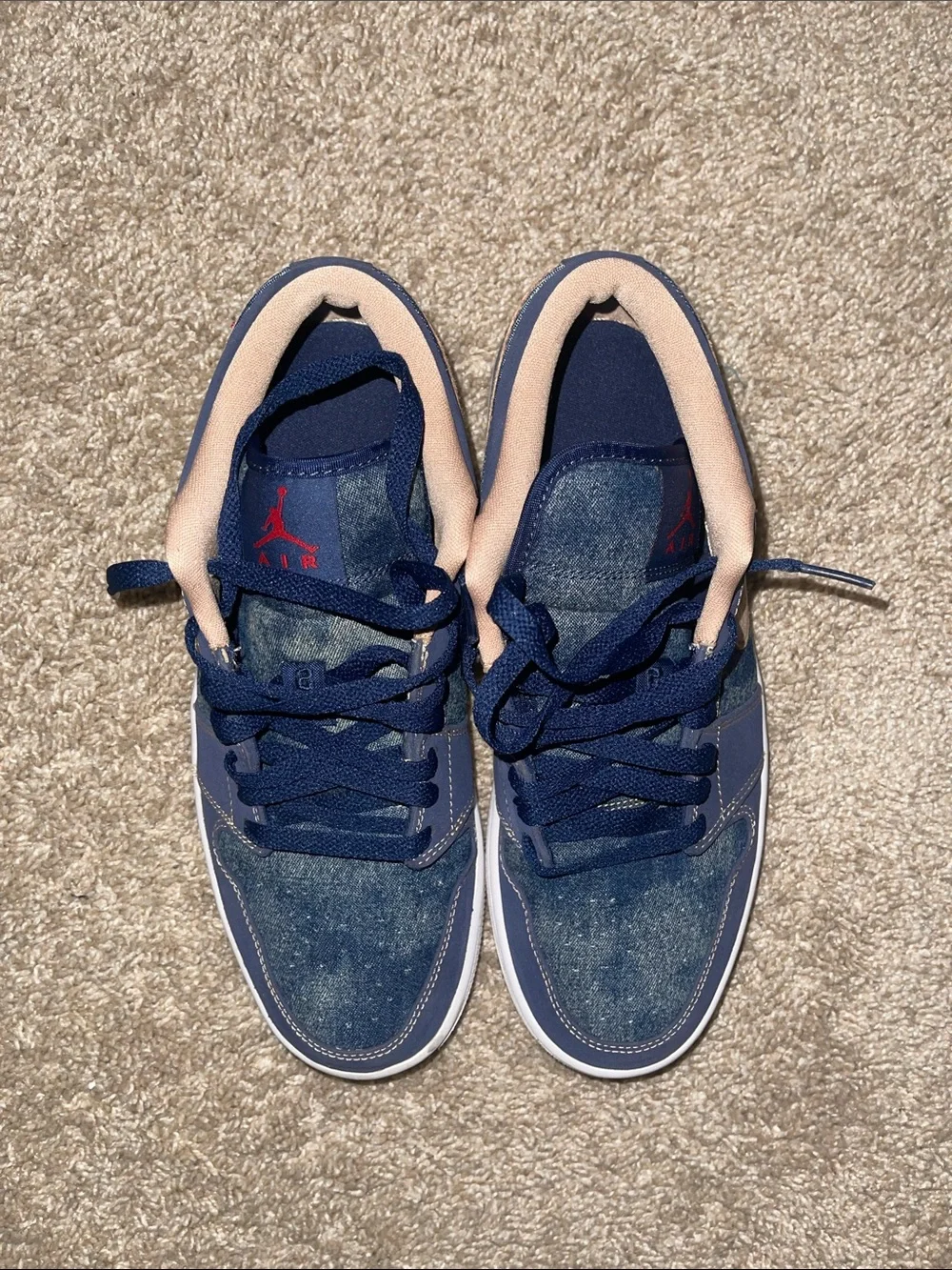Nike Air Jordan 1 Low Navy Denim with Peach Swoosh